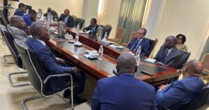 Commissioners Barney Afako and Carlos Castresana Fernandez met today with H.E. Abdiweli Mohamed Ali, Chair of the African Union Mission in South Sudan, alongside ambassadors and diplomats from across the region. Photo: UN Commission on Human Rights in South Sudan. Source: Facebook.