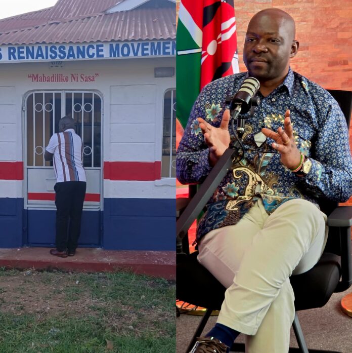 The People's Renaissance Movement (PM Party) has opened a new political office in Kitale. Photo collage: Caleb Amisi. Source: X.